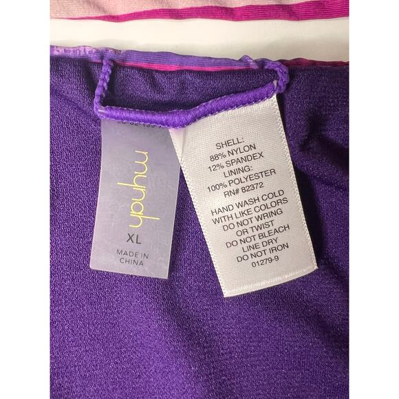 Mynah Striped Tankini Top & Bikini Bottom Set Purple Women's Size L / XL NWT - Picture 4 of 7